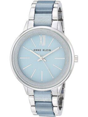 Anne Klein Women's Light Blue And Gold Analog Quartz Resin Bracelet Luxury Watch